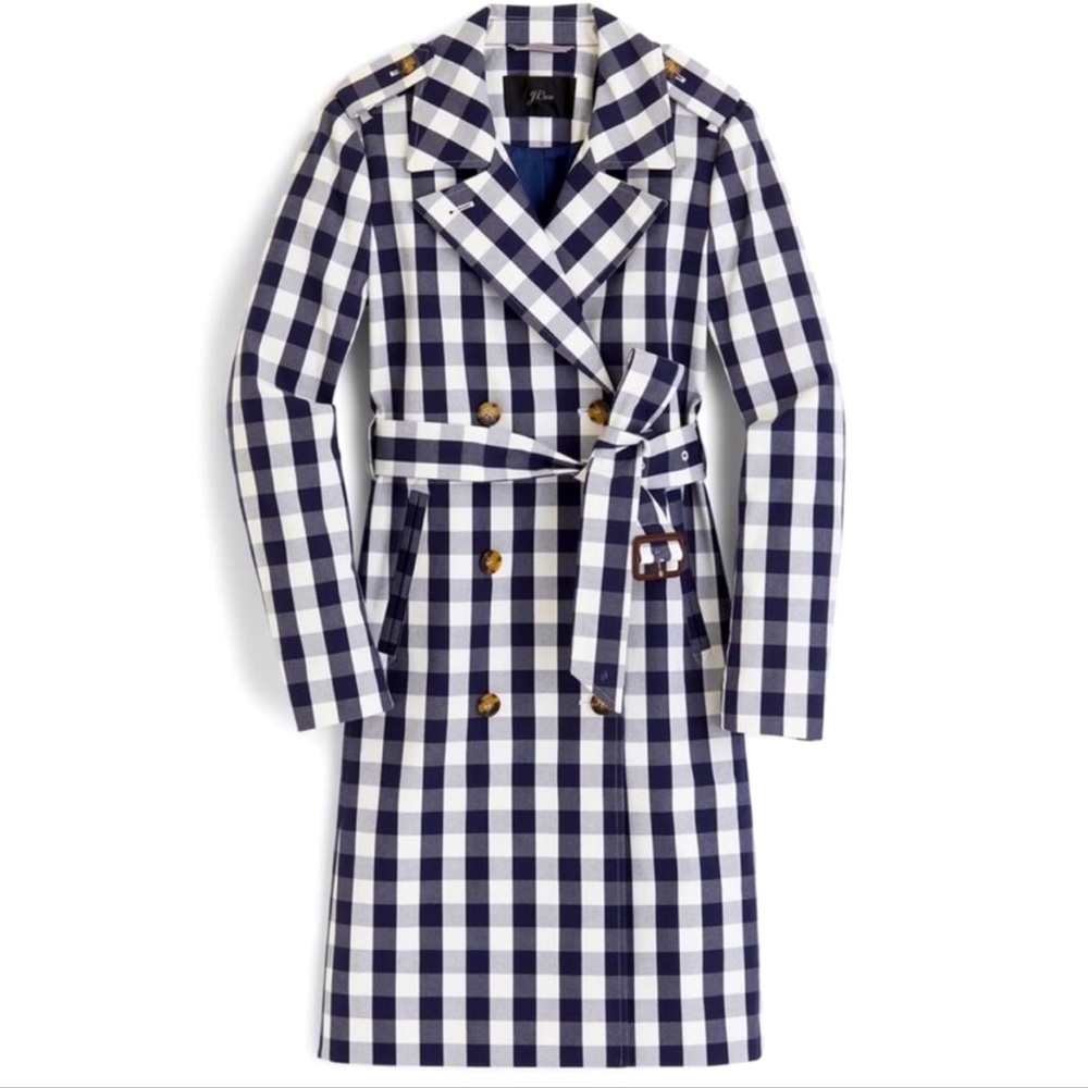 J. Crew gingham trench/peacoat
